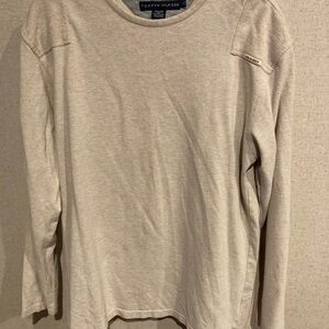 Tommy Hilfiger Light Tan Crew Neck Shirt Mens Large Long sleeve shirt